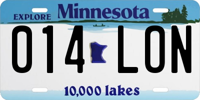 MN license plate 014LON