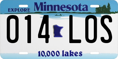 MN license plate 014LOS