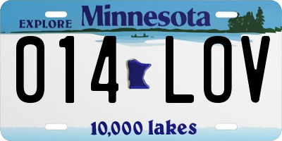 MN license plate 014LOV