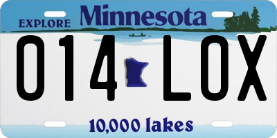 MN license plate 014LOX