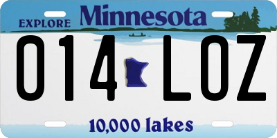 MN license plate 014LOZ