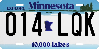 MN license plate 014LQK