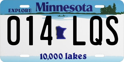 MN license plate 014LQS