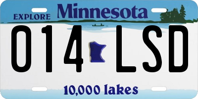 MN license plate 014LSD