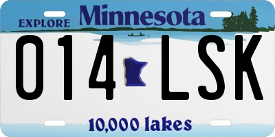 MN license plate 014LSK