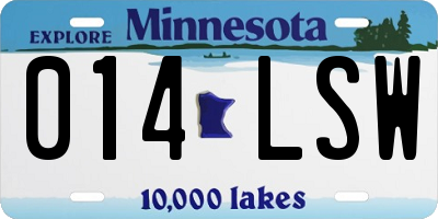 MN license plate 014LSW