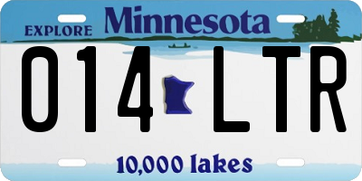 MN license plate 014LTR