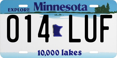 MN license plate 014LUF