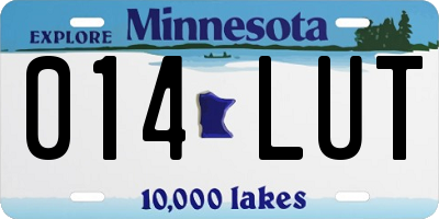 MN license plate 014LUT