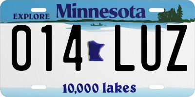 MN license plate 014LUZ