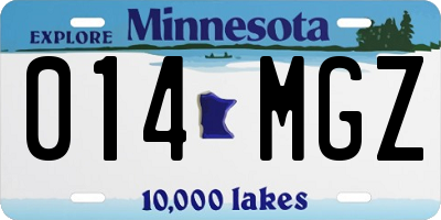 MN license plate 014MGZ