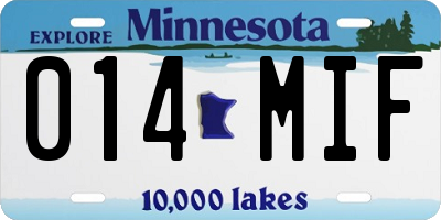 MN license plate 014MIF