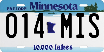 MN license plate 014MIS