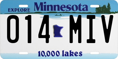 MN license plate 014MIV