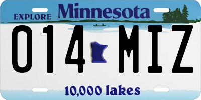 MN license plate 014MIZ