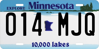 MN license plate 014MJQ