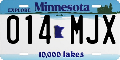 MN license plate 014MJX