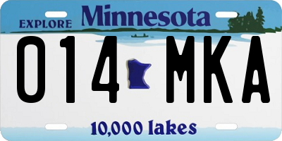 MN license plate 014MKA