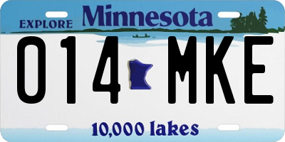 MN license plate 014MKE