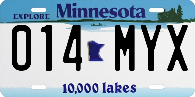 MN license plate 014MYX