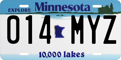 MN license plate 014MYZ