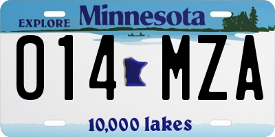 MN license plate 014MZA