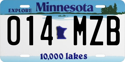 MN license plate 014MZB