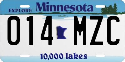 MN license plate 014MZC