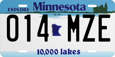 MN license plate 014MZE