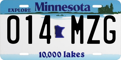 MN license plate 014MZG