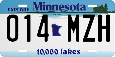 MN license plate 014MZH
