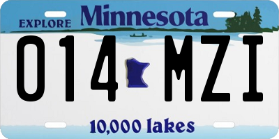 MN license plate 014MZI