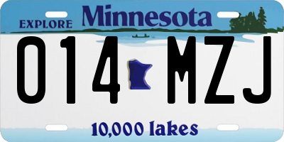 MN license plate 014MZJ
