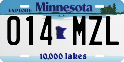 MN license plate 014MZL