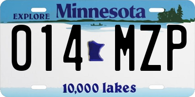 MN license plate 014MZP