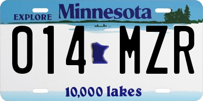 MN license plate 014MZR
