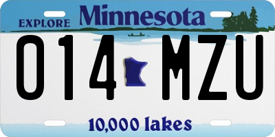 MN license plate 014MZU