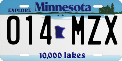 MN license plate 014MZX