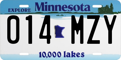 MN license plate 014MZY