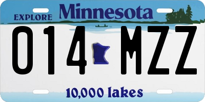 MN license plate 014MZZ