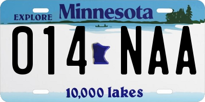 MN license plate 014NAA