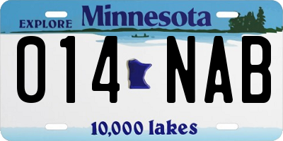 MN license plate 014NAB