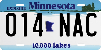 MN license plate 014NAC