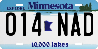 MN license plate 014NAD