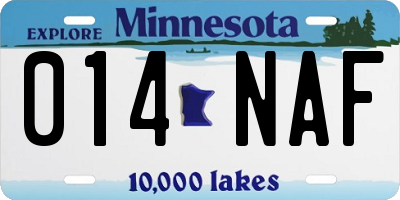 MN license plate 014NAF