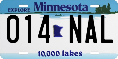MN license plate 014NAL