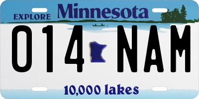 MN license plate 014NAM