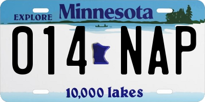 MN license plate 014NAP