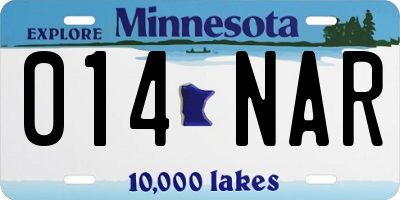 MN license plate 014NAR