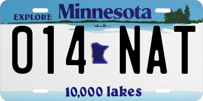 MN license plate 014NAT